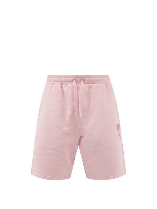 Ami - Ami De Caur-logo Organic-cotton Shorts - Mens - Light Pink