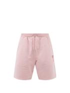 Ami - Ami De Caur-logo Organic-cotton Shorts - Mens - Light Pink