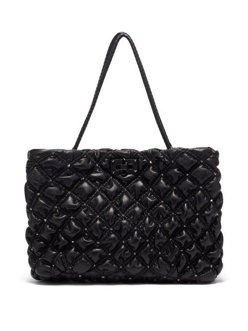 Matchesfashion.com Valentino Garavani - Spikeme Large Quilted-leather Tote Bag - Womens - Black