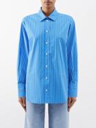 Frame - The Oversized Striped Organic Cotton-poplin Shirt - Womens - Blue White