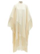 Ladies Rtw Taller Marmo - Mrs Ross High-neck Fringed Crepe Kaftan Dress - Womens - Ivory