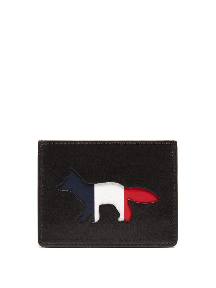 Maison Kitsuné Logo Cut-out Leather Cardholder