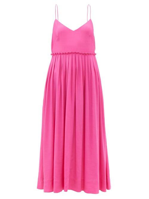 Ladies Beachwear Three Graces London - Aspen Pleated Crepe Midi Dress - Womens - Pink