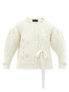Simone Rocha - Beaded Cable-knit Wool-blend Cardigan - Womens - Cream
