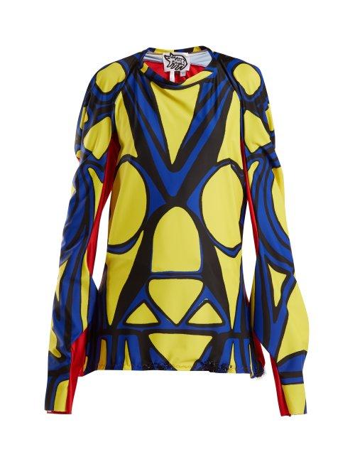 Matchesfashion.com Matty Bovan - Draped Printed Top - Womens - Yellow Multi
