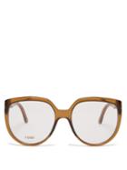 Matchesfashion.com Fendi - Oversized Square Acetate Glasses - Womens - Brown