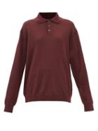 Maison Margiela - Elbow-patch Wool Polo Sweater - Womens - Burgundy