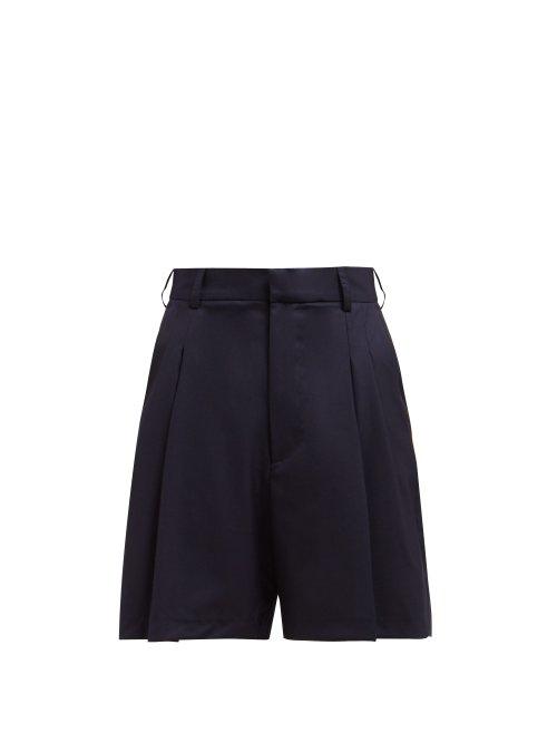 Matchesfashion.com Edward Crutchley - High Rise Wool Shorts - Womens - Navy