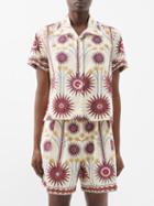 Emporio Sirenuse - Kaia Sea U Cotton-voile Shirt - Womens - Red Multi