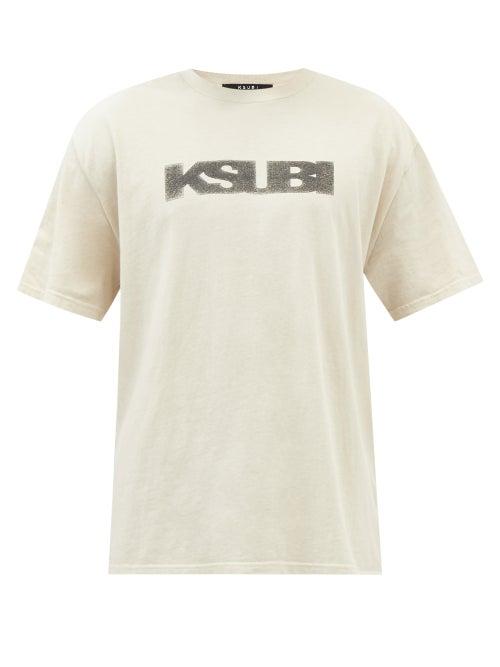 Ksubi - Sign Of The Times Logo-print Cotton-jersey T-shirt - Mens - Beige
