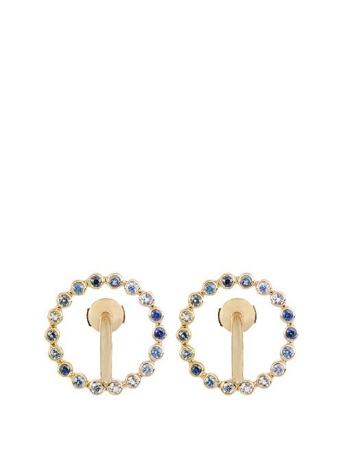 Charlotte Chesnais Saturn Small Sapphire, Topaz & Gold Earrings