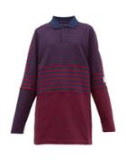 Matchesfashion.com Martine Rose - Oversized Striped Cotton Piqu Polo Shirt - Womens - Navy Multi
