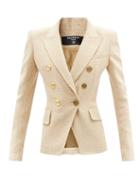 Balmain - Logo-jacquard Cotton-twill Blazer - Womens - Nude