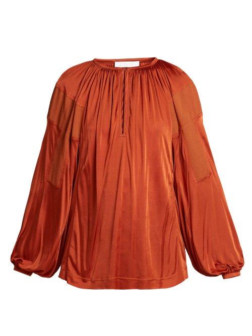 Matchesfashion.com Chlo - Balloon Sleeve Satin Top - Womens - Dark Red