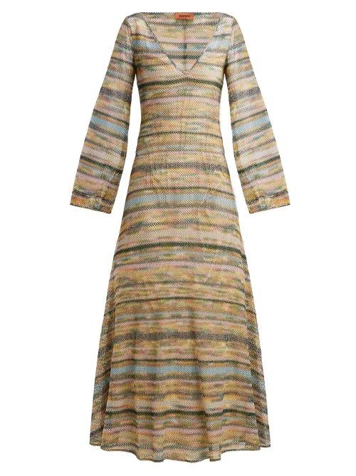Matchesfashion.com Missoni - Striped Metallic Maxi Dress - Womens - Green Multi