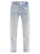 Matchesfashion.com Stella Mccartney - Logo-stripe Acid-wash Straight-leg Jeans - Womens - Blue