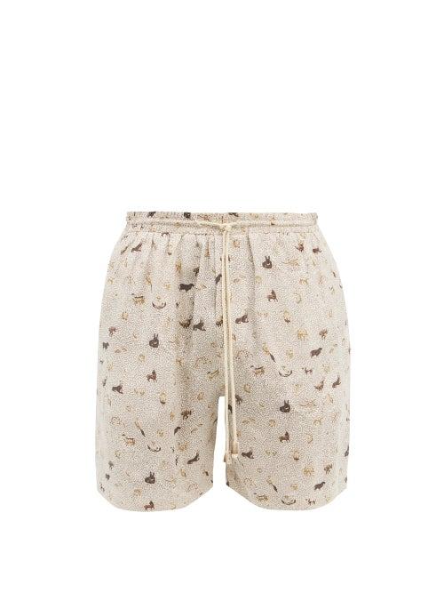 Mens Rtw Nanushka - Doxxi Fool's Paradise-print Poplin Shorts - Mens - Beige Multi