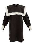 Les Vacances D'irina - Puritan Square-collar Linen Dress - Womens - Black White