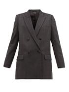 Matchesfashion.com Miu Miu - Double Breasted Wool Tweed Blazer - Womens - Dark Grey