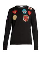 Saint Laurent Badge-appliqu Crew-neck Sweater