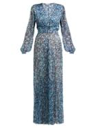 Matchesfashion.com Raquel Diniz - Olivia Leopard Print Silk Georgette Dress - Womens - Blue Multi