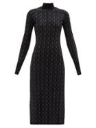 Marine Serre - Moon Lozenge-intarsia High-neck Sweater Dress - Womens - Black