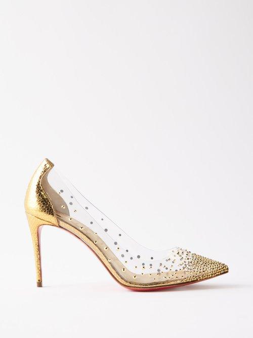 Christian Louboutin - Degra 85 Studded Pvc Pumps - Womens - Gold