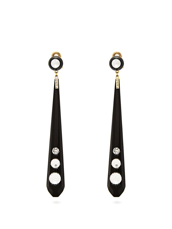 Miu Miu Crystal-embellished Plexi Clip-on Earrings