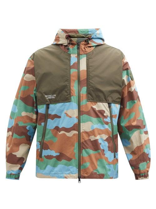 Moncler - Kounde Camo-print Cotton-canvas Hooded Jacket - Mens - Green Multi