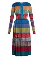 Matchesfashion.com Mary Katrantzou - Cecile Striped Wool Knit Midi Dress - Womens - Multi