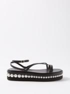 Jimmy Choo - Pine Faux Pearl-embellished Leather Sandals - Womens - Black And White