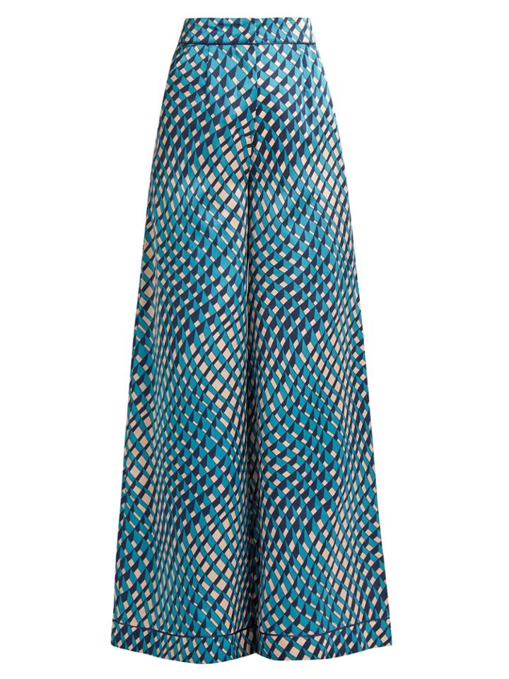 F.r.s - For Restless Sleepers Narcsio Geometric-print Satin Pyjama Trousers