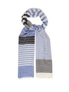 Matchesfashion.com Begg & Co. - Staffa Striped Cashmere And Silk Blend Scarf - Mens - Blue
