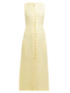 Matchesfashion.com Cult Gaia - Gia Button Front Linen Blend Dress - Womens - Light Yellow