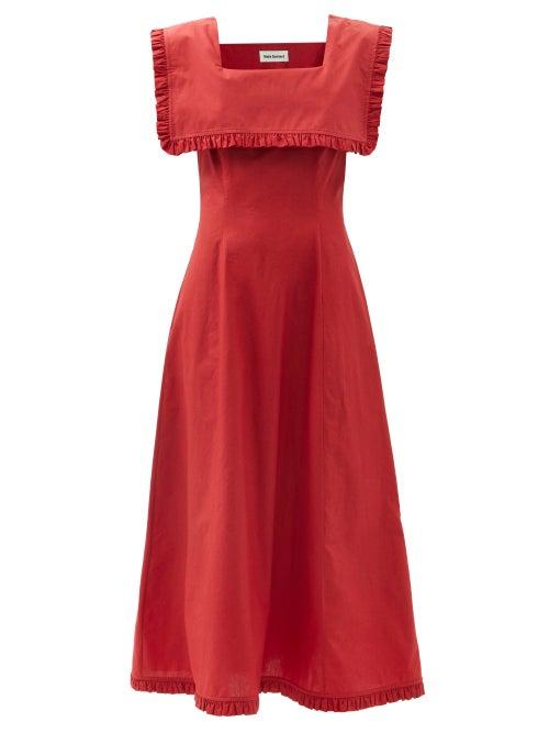 Ladies Rtw Molly Goddard - Rowena Sailor-collar Cotton Dress - Womens - Red