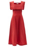 Ladies Rtw Molly Goddard - Rowena Sailor-collar Cotton Dress - Womens - Red