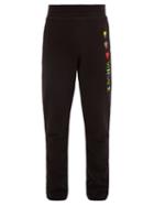 Matchesfashion.com Versace - Hearts And Logo Embroidered Cotton Track Pants - Mens - Black
