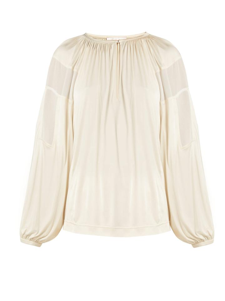 Chloé Gathered-neck Balloon-sleeve Blouse