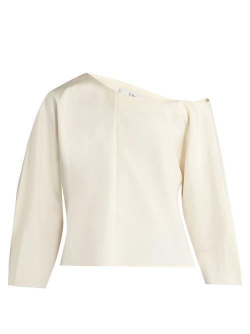 Matchesfashion.com Tibi - Asymmetric Stretch Faille Top - Womens - Ivory