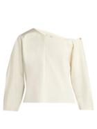 Matchesfashion.com Tibi - Asymmetric Stretch Faille Top - Womens - Ivory