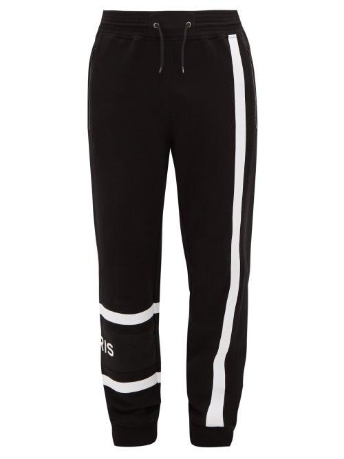 Matchesfashion.com Givenchy - Logo Embroidered Cotton Jersey Track Pants - Mens - Black White