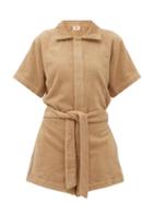 Matchesfashion.com Terry - Il Pareo Belted Cotton-terry Playsuit - Womens - Tan