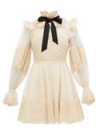 Matchesfashion.com Zimmermann - Espionage Pussy Bow Guipure Lace Mini Dress - Womens - Beige