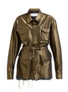 Matchesfashion.com Marques'almeida - Belted Metallic Denim Jacket - Womens - Gold