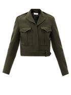 Matchesfashion.com Saint Laurent - Cropped Wool-twill Utility Jacket - Womens - Khaki