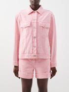 Gucci - Gg-jacquard Denim Jacket - Womens - Light Pink