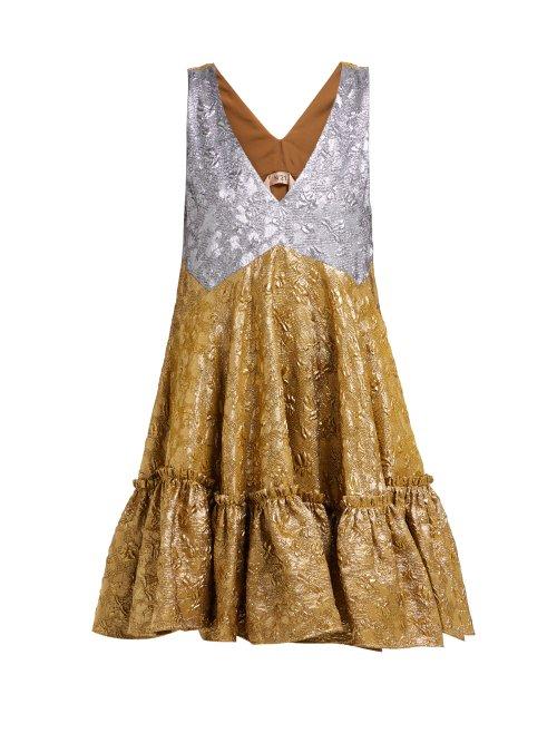 Matchesfashion.com No. 21 - Metallic Lam Cloqu Swing Dress - Womens - Gold