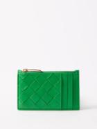 Bottega Veneta - Zipped Intrecciato-leather Cardholder - Womens - Green