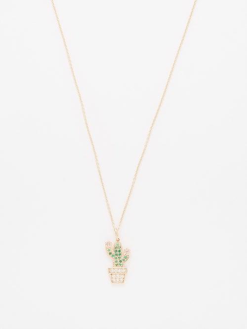 Sydney Evan - Cactus Diamond, Emerald & 14kt Gold Necklace - Womens - Green Multi