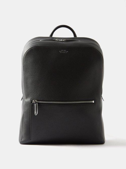 Smythson - Ludlow Grained-leather Backpack - Mens - Black
